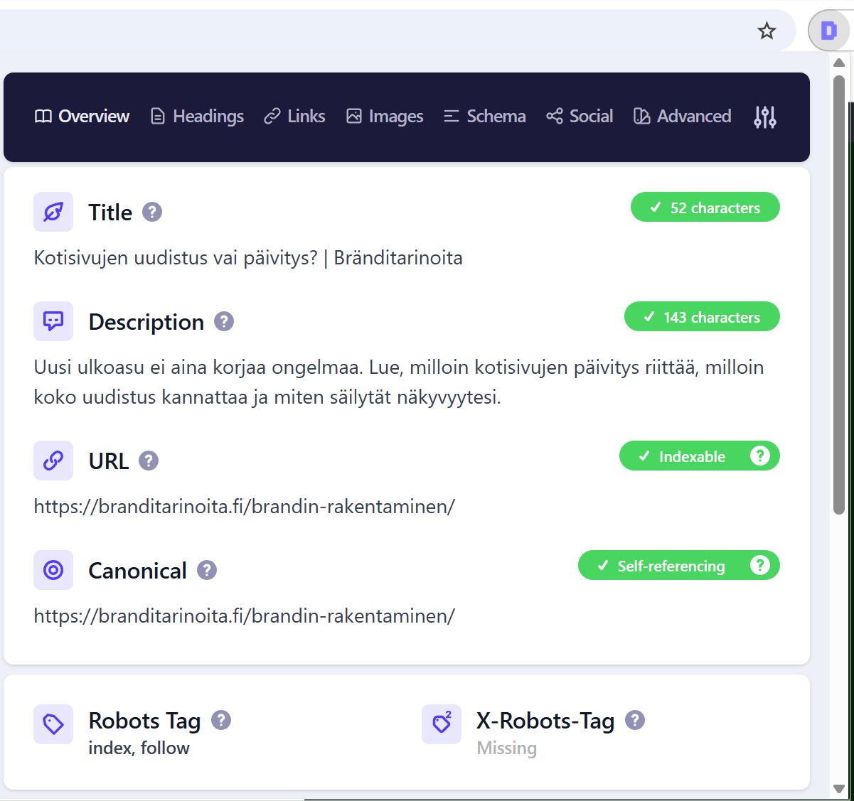 Sivun otsikko ja metakuvaus – SEO-perusteet, osa 2 Esimerkki detailed seo lisäosan käytöstä